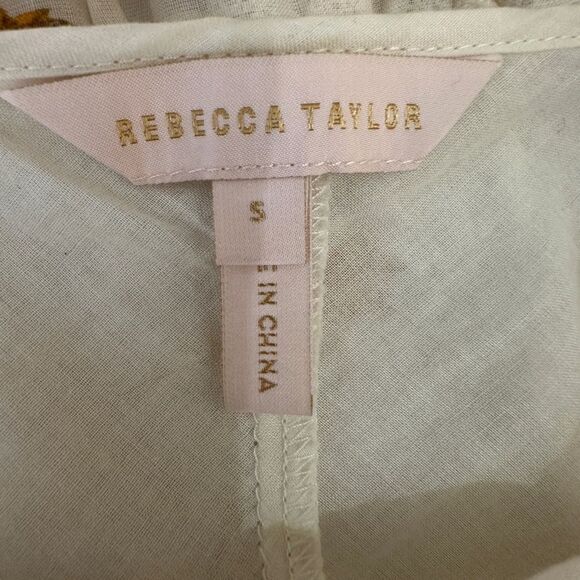 Rebecca Taylor Ines Smocked Blouse Floral Cream Top Size S - Picture 14 of 15